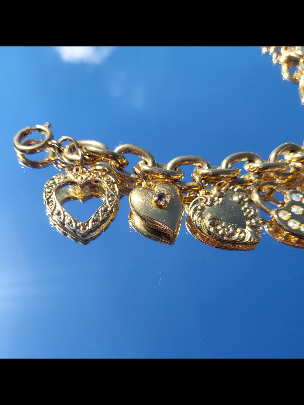 Kirks Folly Signed Charm Bracelet W/Locket - Picture 2 of 10
